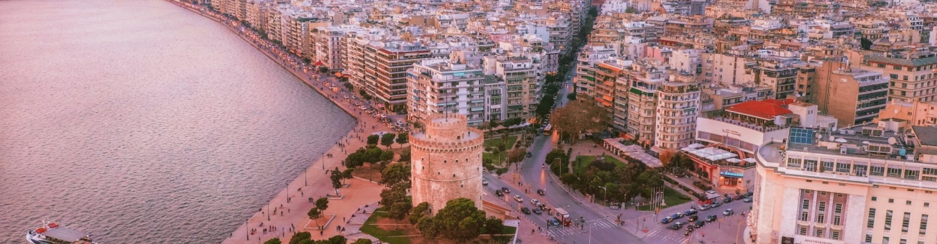 Scenic view of Thessaloniki at dusk