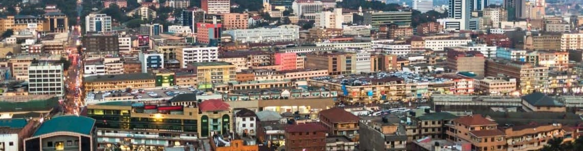 Kampala cityscape at sunset