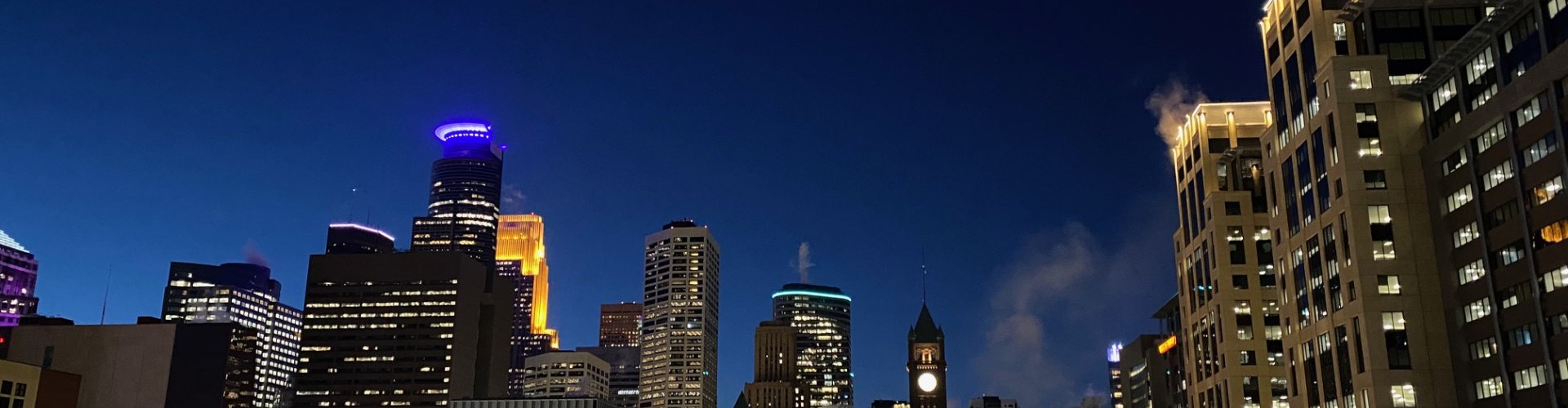 Minneapolis cityscape at sunset