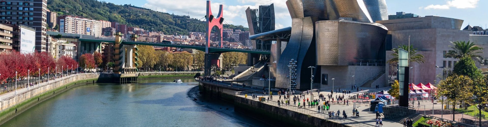 Bilbao cityscape at sunset