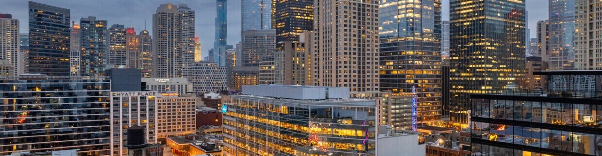 Chicago sunset skyline