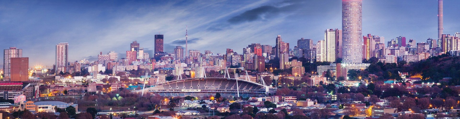 Johannesburg cityscape at sunset