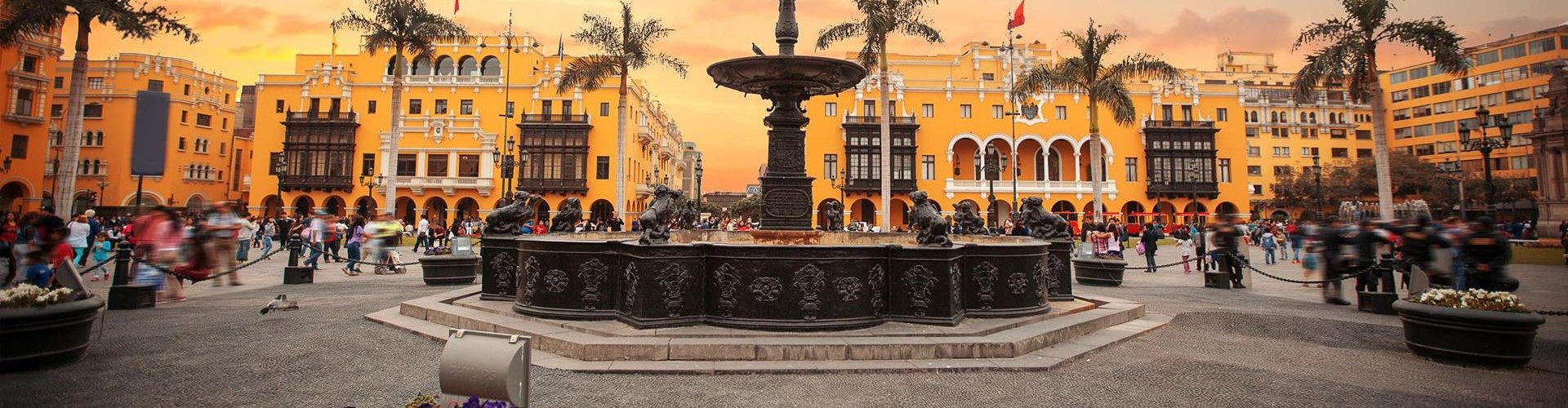 Sunset over Lima's cityscape