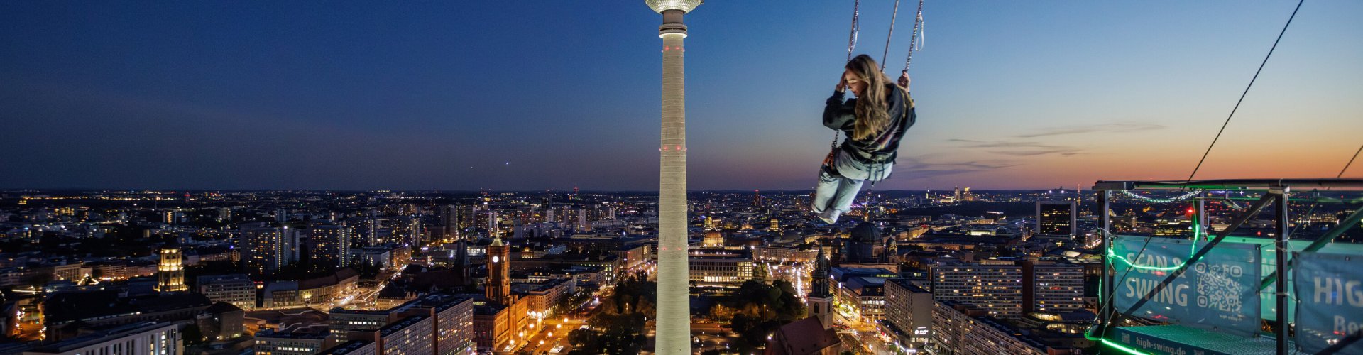 Berlin cityscape at sunset