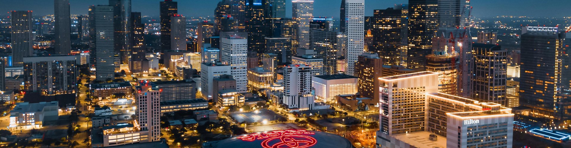 Houston skyline at sunset