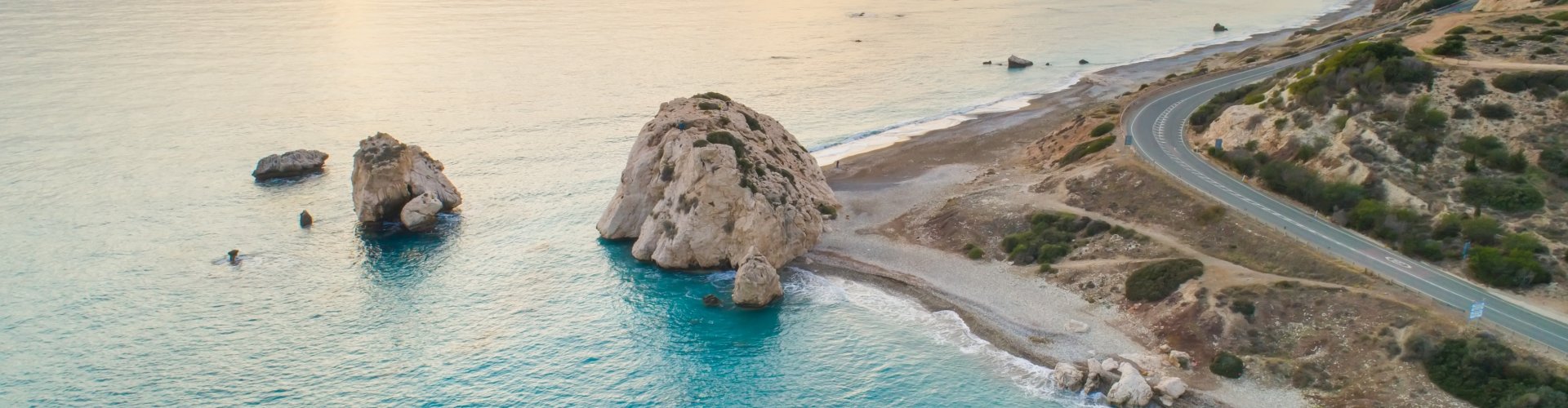 Sunset over Paphos coastline