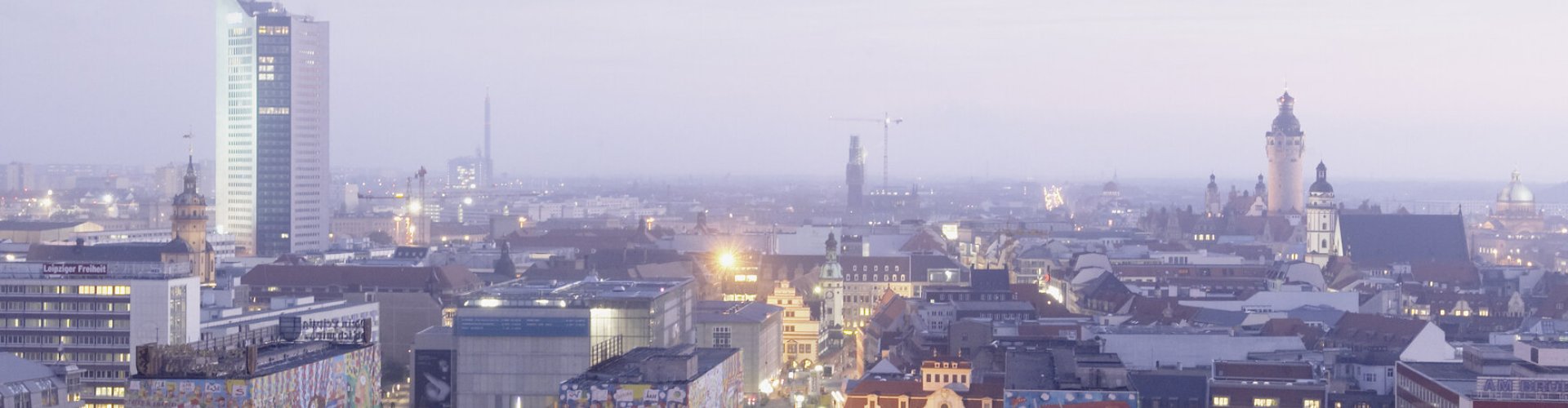 Leipzig cityscape at sunset