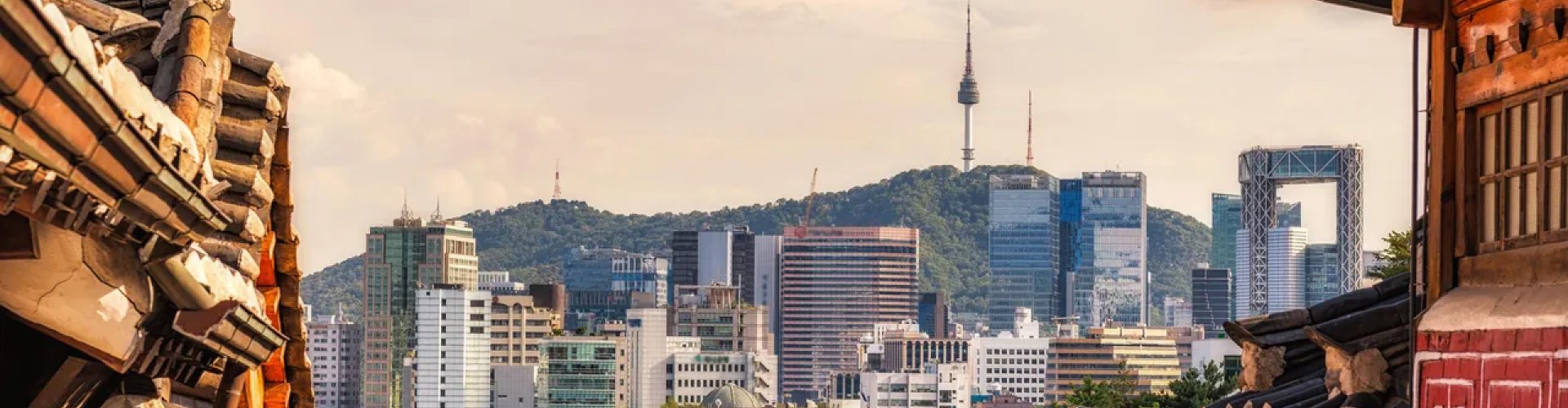 Sunset over Seoul skyline