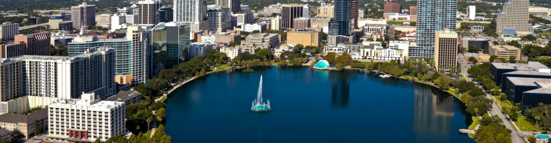 Sunset over Orlando cityscape